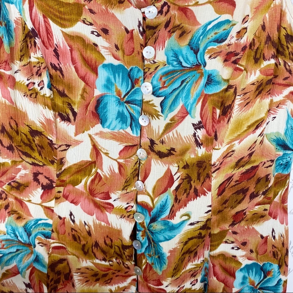 VINTAGE Dress Barn Tropical Print Shirt Midi Dress - Picture 7 of 11